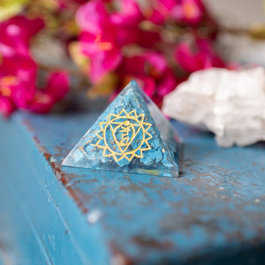 orgonite 5th chakra turquoise pyramid