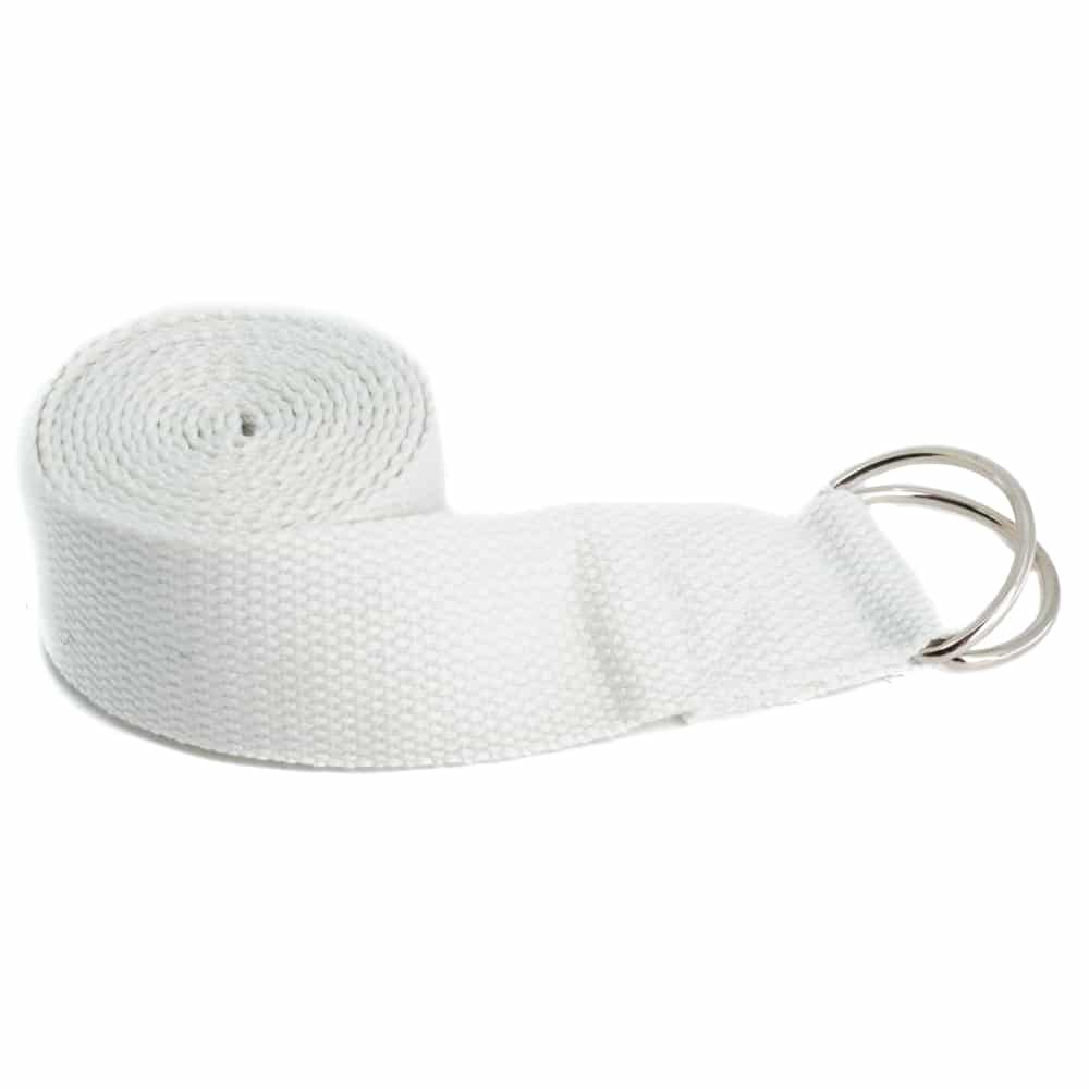 Yoga Belt with D-Ring Cotton White (183 cm)