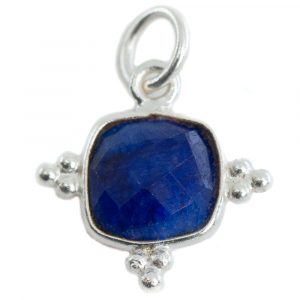 Gemstone Pendant Sapphire (Tinted) Square - 925 Silver - 8 mm