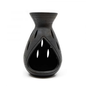 Terracotta Aroma Burner Vase Shape Black (14 cm)