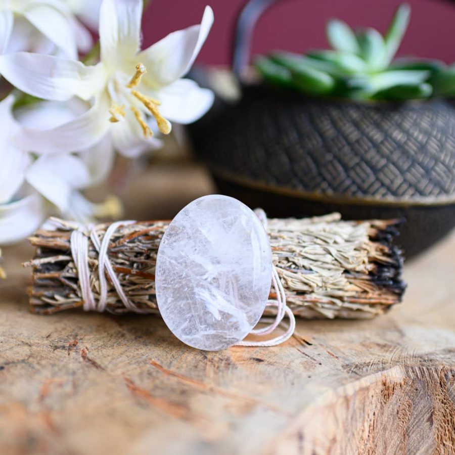 rock crystal pocket stone with smudge
