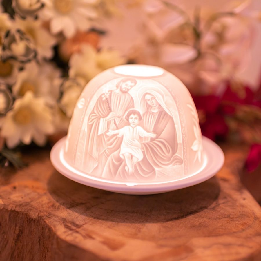 holy family Mary and Jesus tealight holder porcelain 
