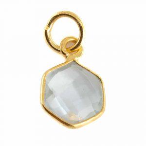 Gemstone Pendant Rock Crystal Hexagon - Gold-Plated - 8 mm