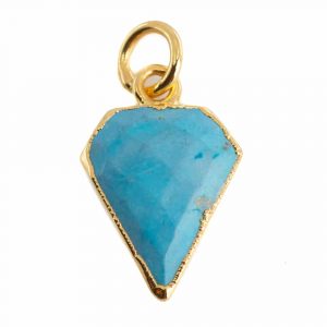 Gemstone Pendant Turquoise Diamond Shape - Gold-Plated - 15 x 12 mm