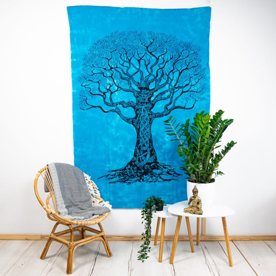 tree of life blue tapestry