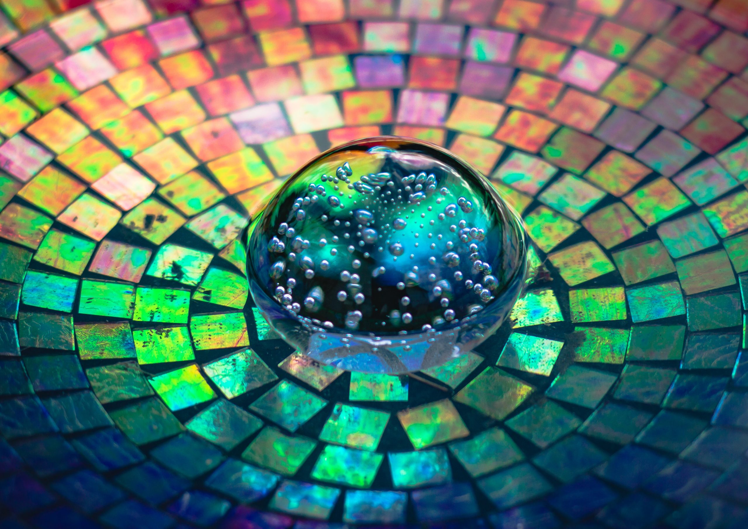 color spectrum mosaic rainbow glass ball