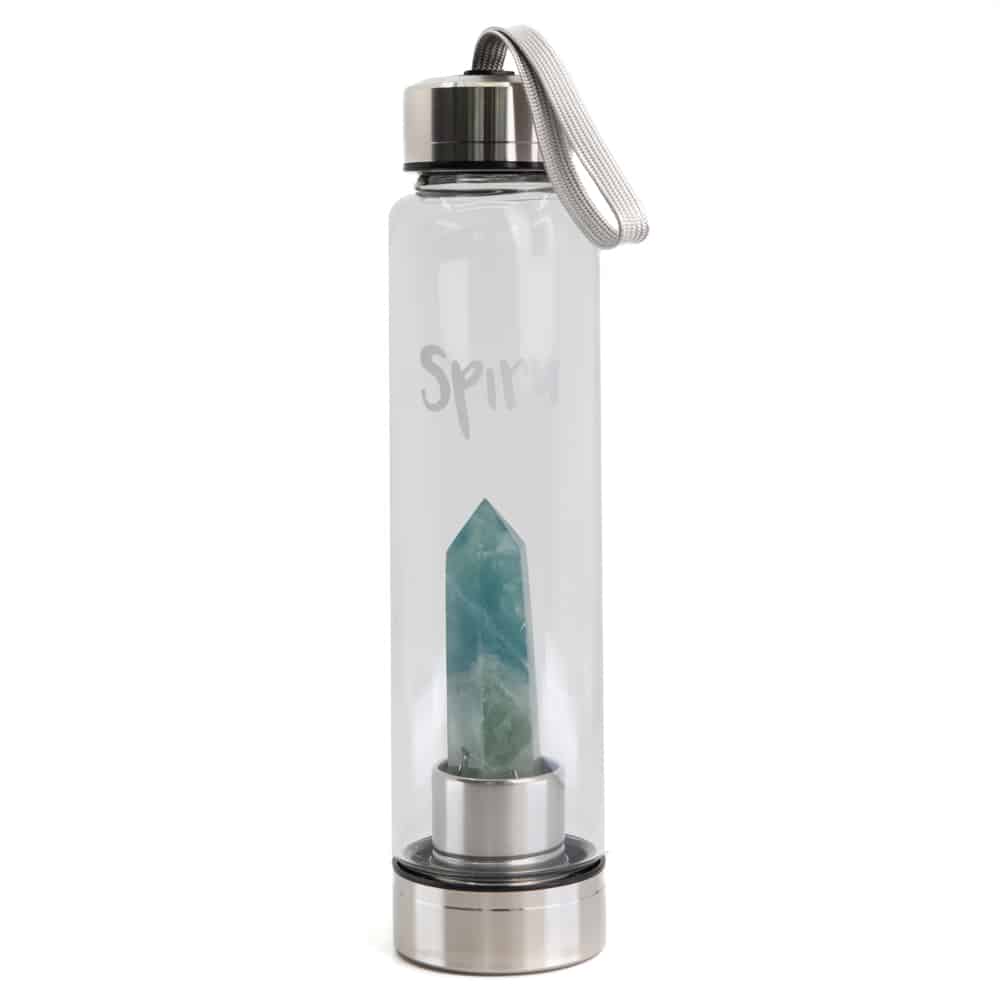 Spiru Gemstone Water Bottle Green Fluorite Obelisk - 500 ml