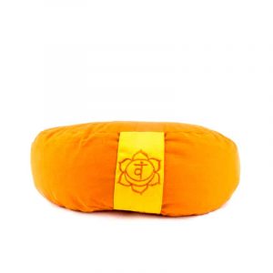 Yogi and Yogini Meditation Cushion Orange Crescent Cotton - 2nd Chakra - 33 x 13 cm