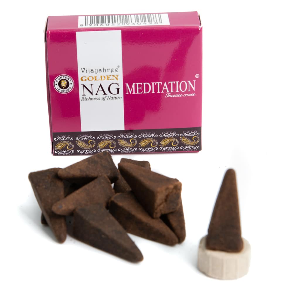 Golden Nag Meditation Incense Cones (1 Pack)