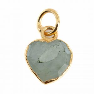 Gemstone Pendant Aquamarine Heart - Gold-Plated - 10 mm