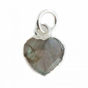 Gemstone Pendant Labradorite Heart - Silver Plated - 10 mm