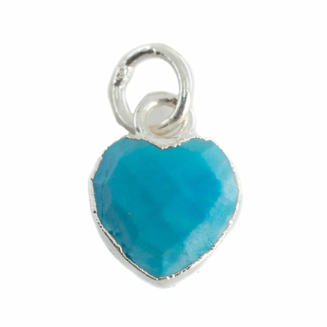 Gemstone Pendant Turquoise Heart - Silver Plated - 10 mm