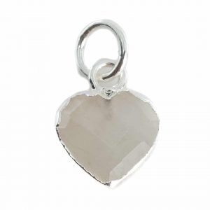 Gemstone Pendant Rainbow Moonstone Heart - Silver-Plated - 10 mm