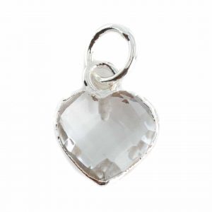Gemstone Pendant Rock Crystal Heart - Silver-Plated - 10 mm