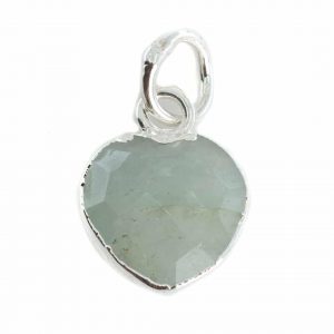Gemstone Pendant Aquamarine Heart - Silver-Plated - 10 mm