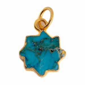 Gemstone Pendant Turquoise Sun - Gold-Plated - 12 mm