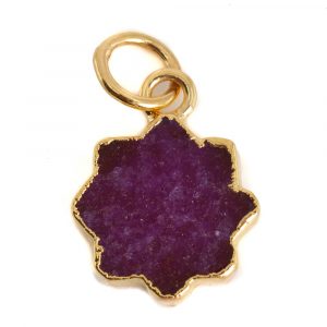 Gemstone Pendant Ruby (Tinted) Sun - Gold-Plated - 12 mm