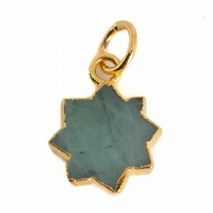 Gemstone Pendant Aquamarine Sun - Gold-Plated - 12 mm