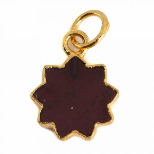Gemstone Pendant Garnet Sun - Gold-Plated - 12 mm