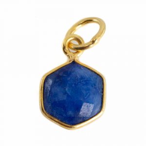 Gemstone Pendant Sapphire (Tinted) Hexagon - Gold-Plated - 8 mm