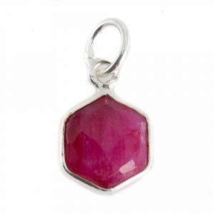 Gemstone Pendant Ruby (Tinted) Hexagon - 8 mm