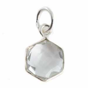 Gemstone Pendant Rock Crystal Hexagon - Silver-Plated - 8 mm