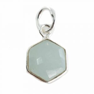 Gemstone Pendant Aquamarine Hexagon - Silver-Plated - 8 mm