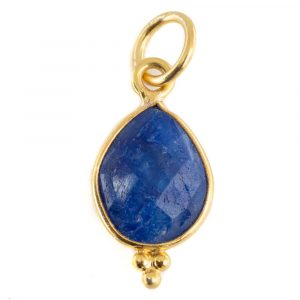 Birthstone Pendant September Sapphire Gold Plated 925 Silver- 10 mm