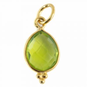 Birthstone Pendant August Peridote Gold Plated 925 Silver- 10 mm