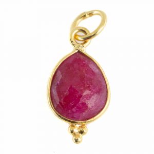 Birthstone Pendant July Ruby Gold Plated 925 Silver - 10 mm