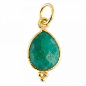 Birthstone Pendant Emerald Gold Plated 925 Silver - 10 mm