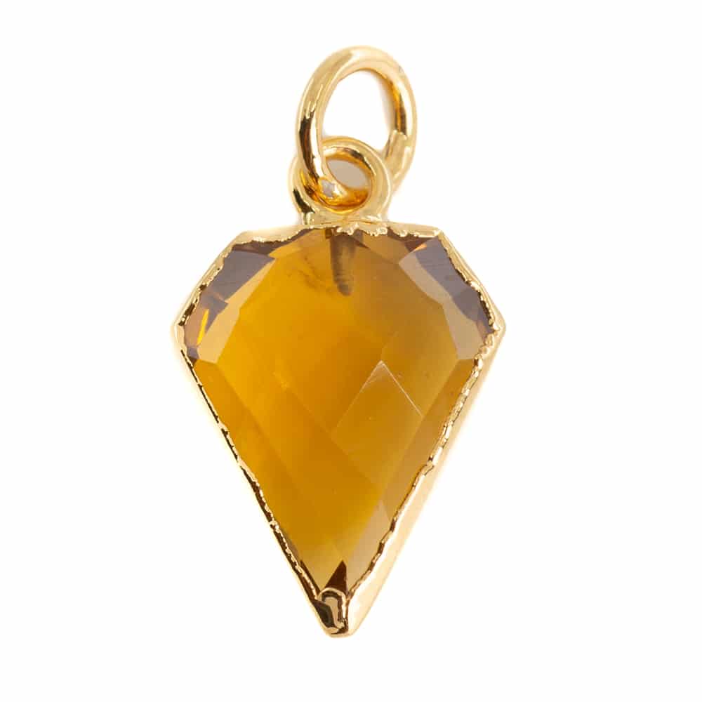 Gemstone Pendant Citrine Diamond Shape - Gold Plated - 15 x 12 mm