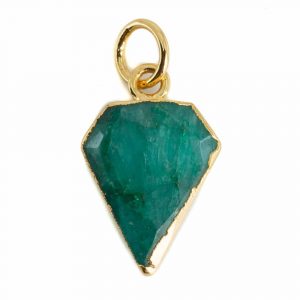 Gemstone Pendant Emerald (Tinted) Diamond Shape - Gold-Plated - 15 x 12 mm