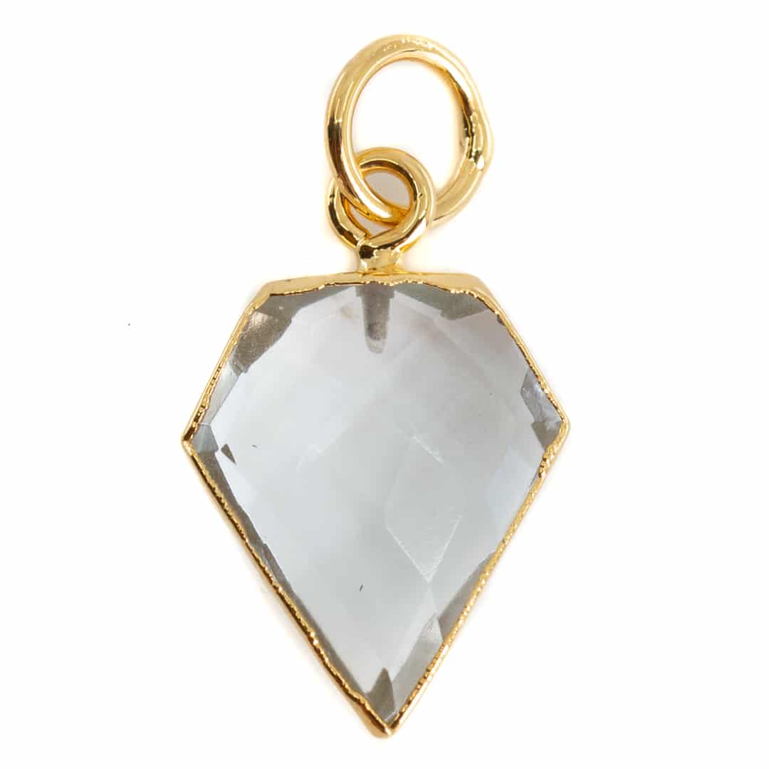 Gemstone Pendant Rock Crystal Diamond Shape - Gold-Plated - 15 x 12 mm