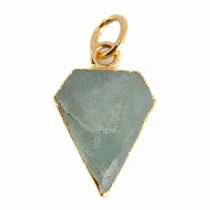 Gemstone Pendant Aquamarine Diamond Shape - Gold-Plated - 15 x 12 mm