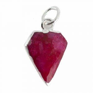 Gemstone Pendant Ruby (Tinted) Diamond Shape - Silver-Plated - 15 x 12 mm