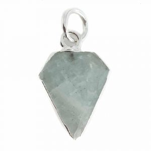 Gemstone Pendant Aquamarine Diamond Shape - Silver-Plated - 15 x 12 mm