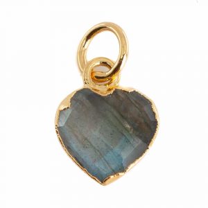 Gemstone Pendant Labradorite Heart - Gold-Plated - 10 mm