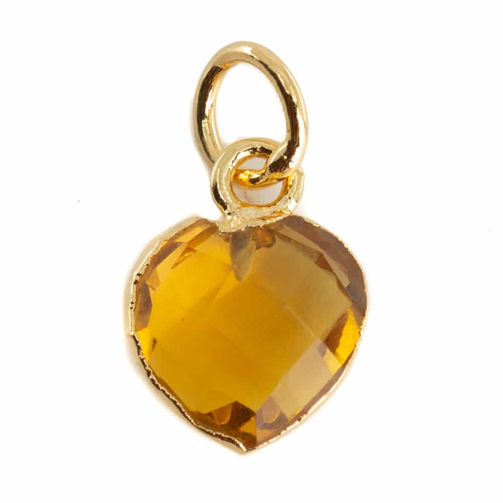 Gemstone Pendant Citrine Heart - Gold-Plated - 10 mm