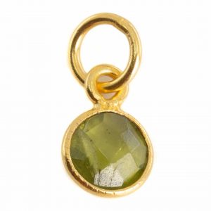 Birthstone Pendant August Peridote 925 Silver & Gold Plated (6 mm)
