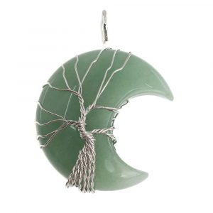 Gemstone Pendant Tree of Life Moon of Green Aventurine (4 cm)