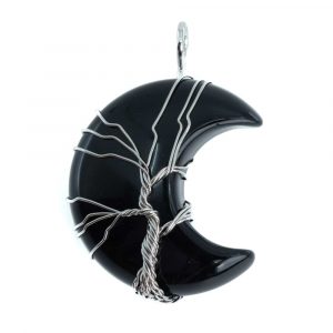 Gemstone Pendant Tree of Life Moon of Obsidian (4 cm)