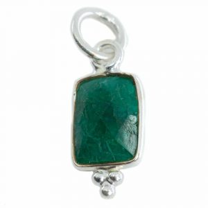 Gemstone Pendant Emerald (Tinted) Rectangle - 925 Silver - 8 mm