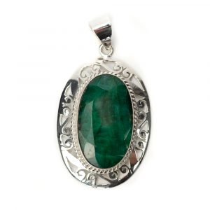 Gemstone Pendant Emerald Quartz 925 Silver "Ara"