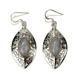 Gemstone Earrings Rainbow Moonstone 925 Silver "Zinsesh"