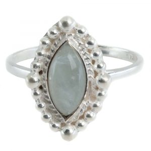 Gemstone Ring Aquamarine - 925 Silver (Size 17)