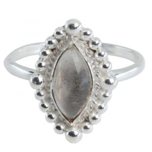 Gemstone Ring Rock Crystal - 925 Silver (Size 17)