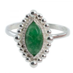 Gemstone Ring Emerald (tinted) - 925 Silver (Size 17)