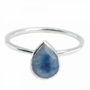Gemstone Ring Sapphire (tinted) - 925 Silver - Pear Shape (Size 17)