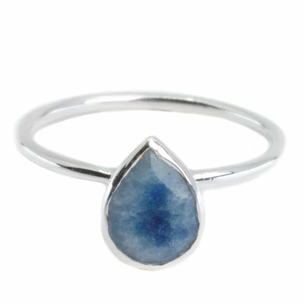 Gemstone Ring Sapphire (tinted) - 925 Silver - Pear Shape (Size 17)